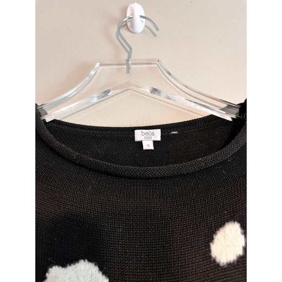 Bela NYC Black White Polka Dot Merino Wool Blend Sweater Size Small - Picture 14 of 15
